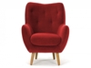 Lilly Dark Red Fabric Armchair with Buttoned Back & Angled Legs