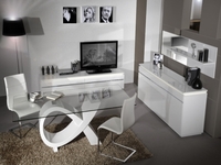 Logan White High Gloss & Glass Dining Set with White Dining Chairs