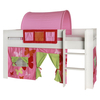 London Kids Mid Sleeper Bed White With Butterfly Pink Accessories
