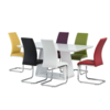 Lucca White Gloss Dining Table Set With 6 Multi Coloured Chairs