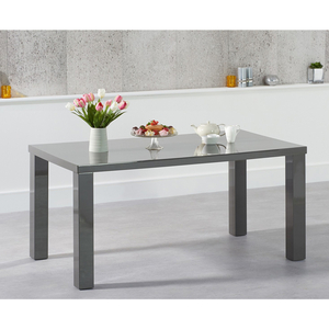 Luna Dark Grey Gloss Dining Table - Rectangular 120 - 200 cm Solid Hardwood (Size: Large Table 180 cm)