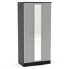 Lynx 3 Door Mirrored Wardrobe 93cm Grey & Black Gloss