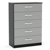 Lynx 5 Drawer Chest Grey & Black Gloss Assembled