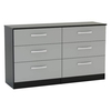 Lynx 6 Drawer Wide Chest Grey & Black Gloss Assembled