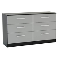 Lynx 6 Drawer Wide Chest Grey & Black Gloss Assembled