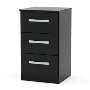 Lynx Bedside Black Gloss 3 Drawer