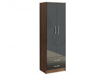 Lynx Black & Walnut 2 Door 2 Drawer Wardrobe