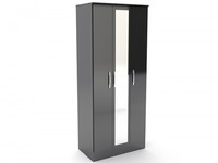Lynx Black Gloss 3 Door Mirrored Wardrobe