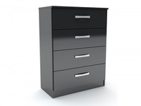 Lynx Black Gloss 4 Drawer Chest