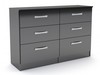 Lynx Black Gloss 6 Drawer Wide Chest