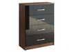 Lynx Black High Gloss & Walnut 4 Drawer Chest