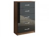 Lynx Black High Gloss & Walnut 5 Drawer Chest