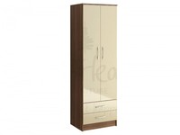 Lynx Cream & Walnut 2 Door 2 Drawer Wardrobe
