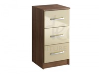 Lynx Cream & Walnut 3 Drawer Bedside Table