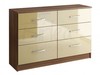 Lynx Cream High Gloss & Walnut 6 Drawer Wide Chest