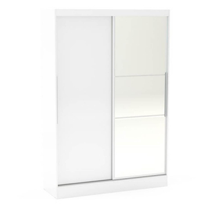 Lynx Sliding Door Mirrored Wardrobe 132cm White Gloss