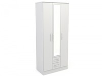 Lynx White Gloss 3 Door 2 Drawer Mirrored Wardrobe