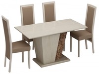 Lyon Cream & Cocoa Brown Marble Dining Set