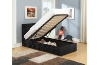 Lyon Ottoman Single Bed Frame Crushed Velvet (Various Colours Available) (Bed Colour: Black)