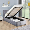 Lyon Ottoman Single Bed Frame Crushed Velvet (Various Colours Available) (Bed Colour: Silver)
