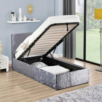 Lyon Ottoman Single Bed Frame Crushed Velvet (Various Colours Available) (Bed Colour: Silver)