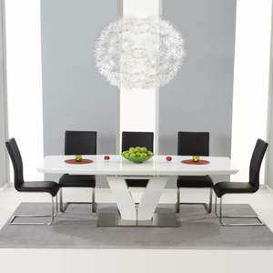 Malibu Extending Dining Table Set with Coloured Chairs (Chair Colour: Black,  Number of Chairs: 6)