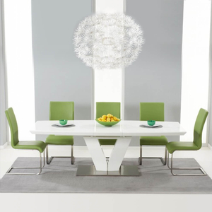 Malibu Extending Dining Table Set with Coloured Chairs (Chair Colour: Green,  Number of Chairs: 6)