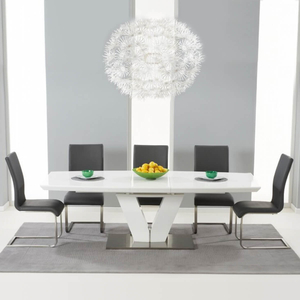 Malibu Extending Dining Table Set with Coloured Chairs (Chair Colour: Grey,  Number of Chairs: 8)