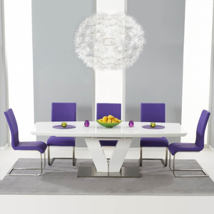 Malibu Extending Dining Table Set with Coloured Chairs (Chair Colour: Purple,  Number of Chairs: 6)