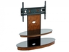 Max TV 2 Tier Oval Black Glass Shelf & Walnut Stand