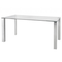 Mezzi Dining Set 6 Seater Rectangular Clear Glass and Chrome (Various Colours Available) (Chair Colour: Red)