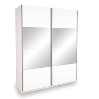 Miami Sliding Door Mirrored Wardrobe 150cm White High Gloss