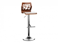 Miko Walnut & White Faux Leather Cut-Out Bar Stool