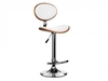 Miko Walnut & White Faux Leather Oval Back Bar Stool