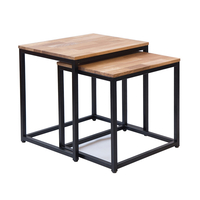 Mirelle Solid Oak Nest of Tables (Frame Finish: Black Frame)
