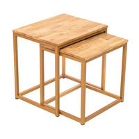 Mirelle Solid Oak Nest of Tables (Frame Finish: Gold Frame)