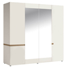Mode 4 Door Mirrored Wardrobe 218cm White Gloss & Truffle Oak