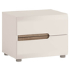 Mode Bedside Table White Gloss & Truffle Oak 2 Drawer