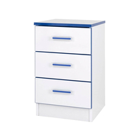 Modern Kiddi Bedside Table Blue 3 Drawer Assembled