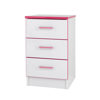 Modern Kiddi Bedside Table Pink 3 Drawer Assembled