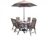 Monaco Rectangular Brown Glass Dining Set & Parasol