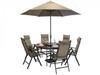 Monaco Round Brown Glass Dining Set with Lazy Susan