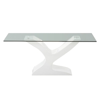Natalie Clear Glass & White Gloss Dining Table 8 Seater