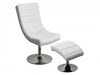 Neptune White Faux Leather Lounge Chair & Footstool