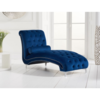 New England Velvet Chaise Lounge - Various Colours Available (Colour: Blue)