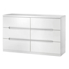 New York 3 + 3 Wide Drawer Chest White High Gloss