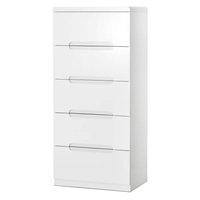 New York 5 Drawer Narrow Chest White High Gloss