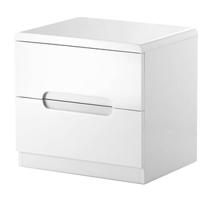 New York Bedside Table White High Gloss 2 Drawer