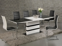 Nusa White High Gloss & Black Glass Dining Set
