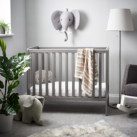 Obaby Bantam Space Saver Cot – Taupe Grey (Add Mattress?: Yes)